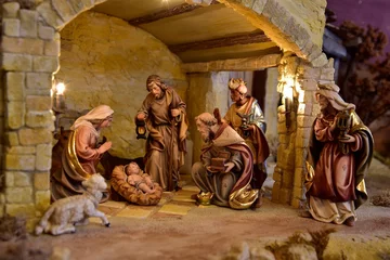 Tischdecke Weihnachtskrippe orientalisch, Geburt Jesu, heilige Nacht, Weihnachten, heilige drei Könige, Krippenstall, Krippenszene © nikonmike