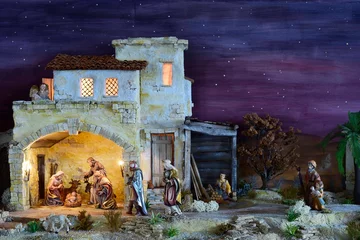 Foto auf Alu-Dibond Weihnachtskrippe orientalisch, Geburt Jesu, heilige Nacht, Weihnachten, heilige drei Könige, Krippenstall, Krippenszene © nikonmike