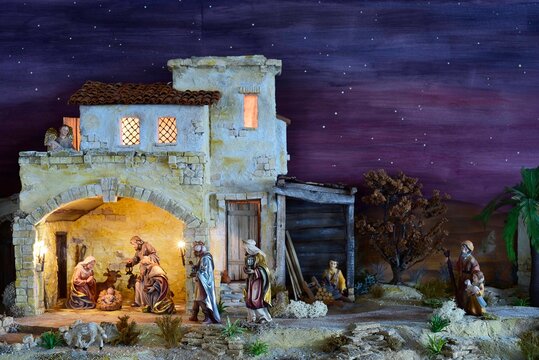Weihnachtskrippe orientalisch, Geburt Jesu, heilige Nacht, Weihnachten, heilige drei K&ouml;nige, Krippenstall,
Krippenszene
