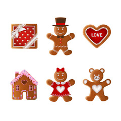 set isolated valentine's day gingerbreads
