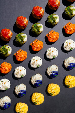 Overhead view of dumplings