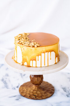 Cake served on cake stand