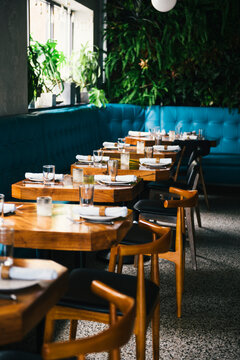 View of table arrangement in restaurant