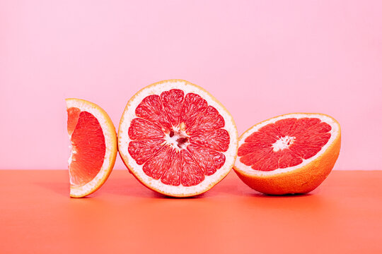 Close up of grapefruits on table