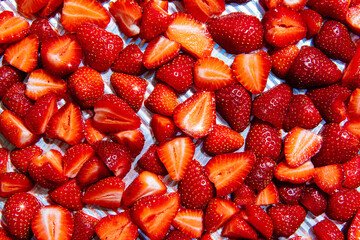 Close up of sliced strawberries