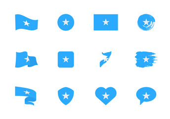 Somalia flag - flat collection. Flags of different shaped twelve flat icons.
