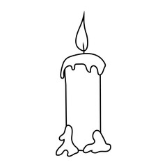 Vector illustration candle in doodle style. Design for print poster and card, textile, coloring page