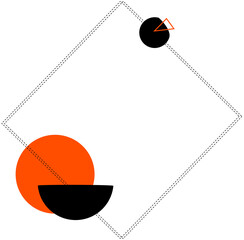 Abstract frame with the lines, dotted line and orange shape.