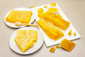 Honeycomb, honey and beeswax as beekeeping products for a healthy and beauty lifestyle