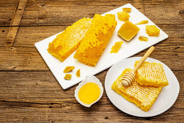 Honeycomb, honey and beeswax as beekeeping products for a healthy and beauty lifestyle