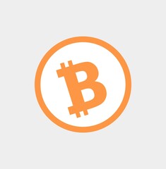 Bitcoin currency Icon. Flat design. Concept of crypto currency and blockchain.
