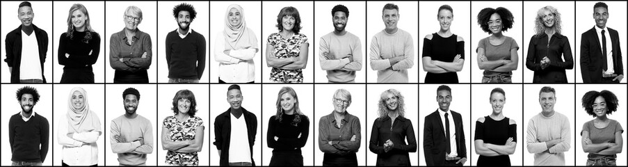 Group of happy commercial people smiling