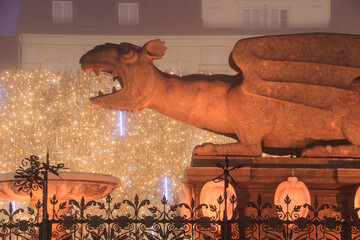 Der Lindwurm in Klagenfurt in Weihnachtlichem Umfeld