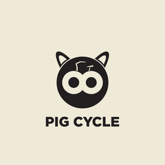 Fototapeta premium illustration of a PIG AND CYCLE