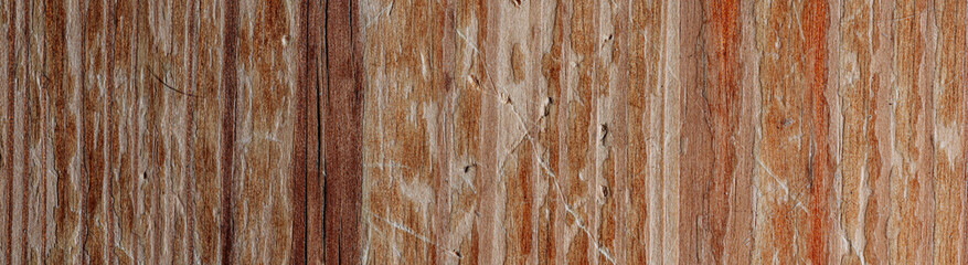 Obraz premium panorama of an old scratched wood surface. wooden board close up.