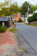 street in the old town with brick pavement