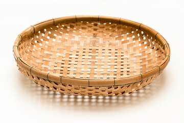 threshing basket handmade from bamboo at thailand. Wood Serving Tray, Kitchen Wooden Tray, for dried food