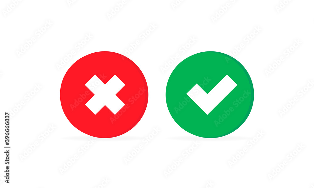 Poster check and cross mark icon. approve or deny concept. for apps and websites. vector eps 10. isolated o