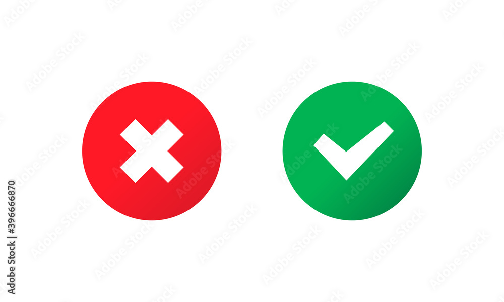 Poster check and cross mark icon. approve or deny concept. for apps and websites. vector eps 10. isolated o