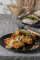 Lentils loaf on christmas table