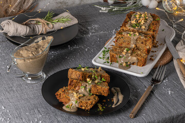 Lentils loaf on christmas table