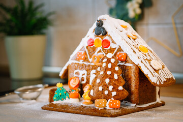 christmas gingerbread house with icing