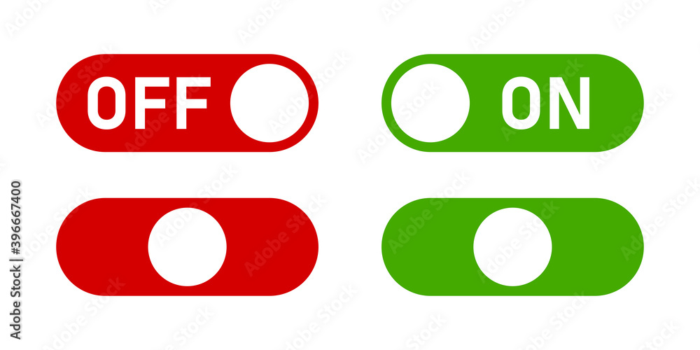 Poster on off switch button icon set. vector image.