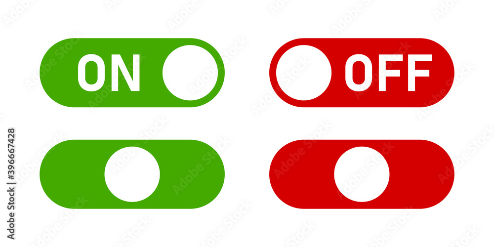 Poster on off switch button icon set. vector image.