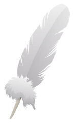 Isolated White and Fluffy Feather over White Background, Vector Illustration