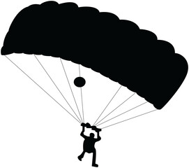 Vector illustration of silhouettes skydiver, parachute jumper