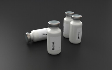 3d rendering of coronavirus vaccine.
vaccine bottle background.