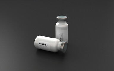 3d rendering of coronavirus vaccine.
vaccine bottle background.