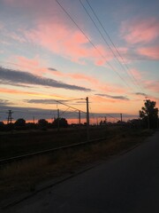 Fototapeta na wymiar sunset over the railway