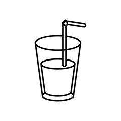 Fototapeta na wymiar juice fruit glass with straw line style icon