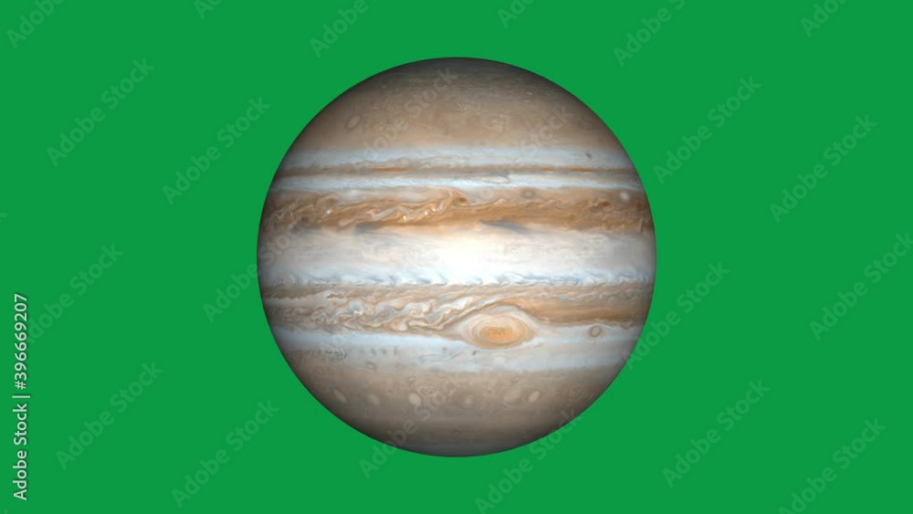 Wall mural beautiful planet of jupiter animation. jupiter is rotating. milky way galaxy's giant planet of jupit