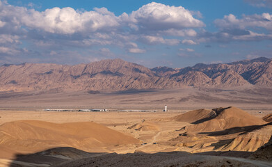 Panoramic view of the new international Ramon Airport, located in the Timna Valley in southern...