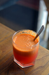 Tasty vegetable juice made of carrot and apple