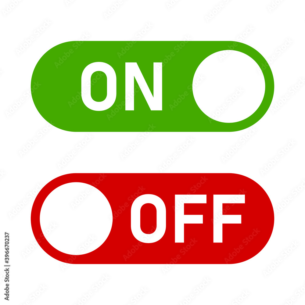 Poster on off switch button icon set. vector image.