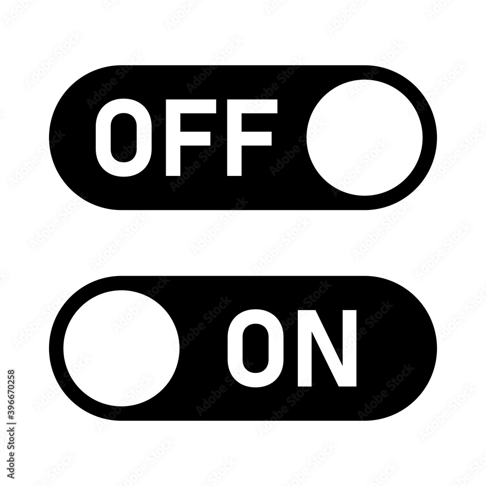 Poster on off switch button icon set. vector image.