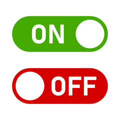 On Off Switch Button Icon Set. Vector Image.