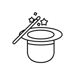 wizard hat and wand line style icon