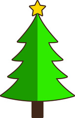 Simple cartoon hand drawn vector Christmas tree with ornaments
