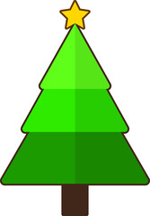 Simple cartoon hand drawn vector Christmas tree with ornaments
