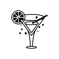 cocktail cup with orange line style icon