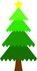 Fototapeta premium Simple cartoon hand drawn vector Christmas tree with ornaments