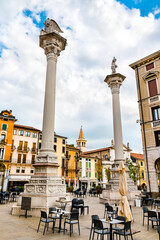 Venetian columns on Piazza dei Signori in Vicenza, Italy