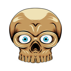 The small head skull with the blue lens eyes with the hole nose and teeth