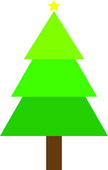 Fototapeta premium Simple cartoon hand drawn vector Christmas tree with ornaments