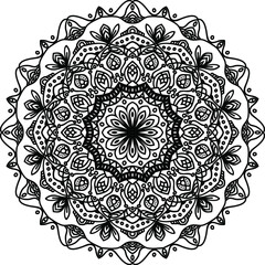 Hand-drawn coloring mandala. Coloring book page. Cloth design element, yoga logo, henna, tattoo.