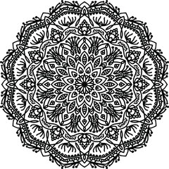 Hand-drawn coloring mandala. Coloring book page. Cloth design element, yoga logo, henna, tattoo.